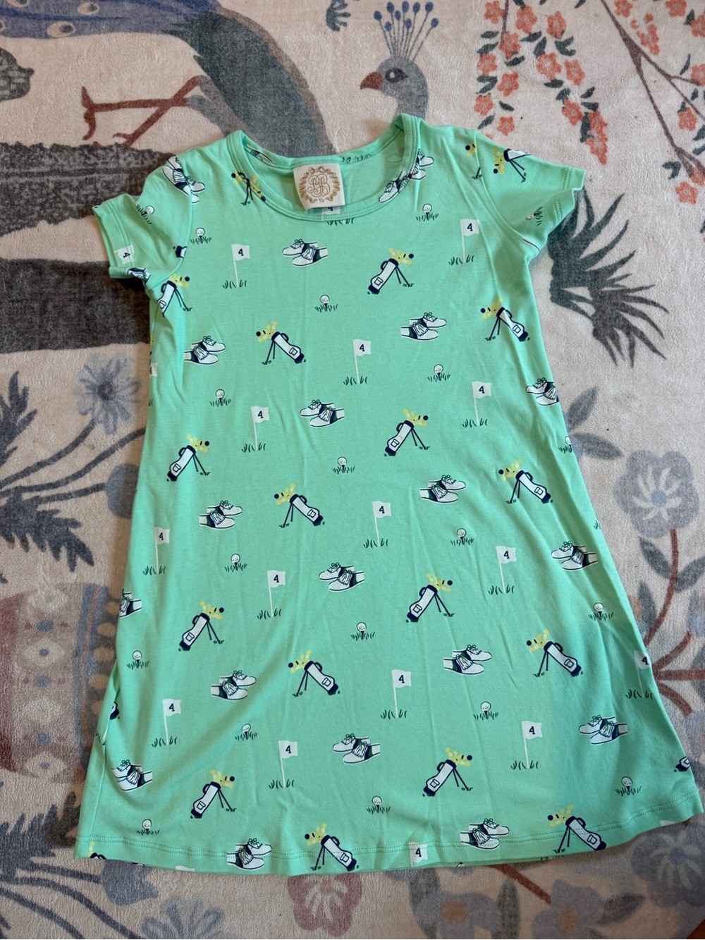 The Beaufort Bonnet Company Mint Green Golf-Print Girls' Dress
